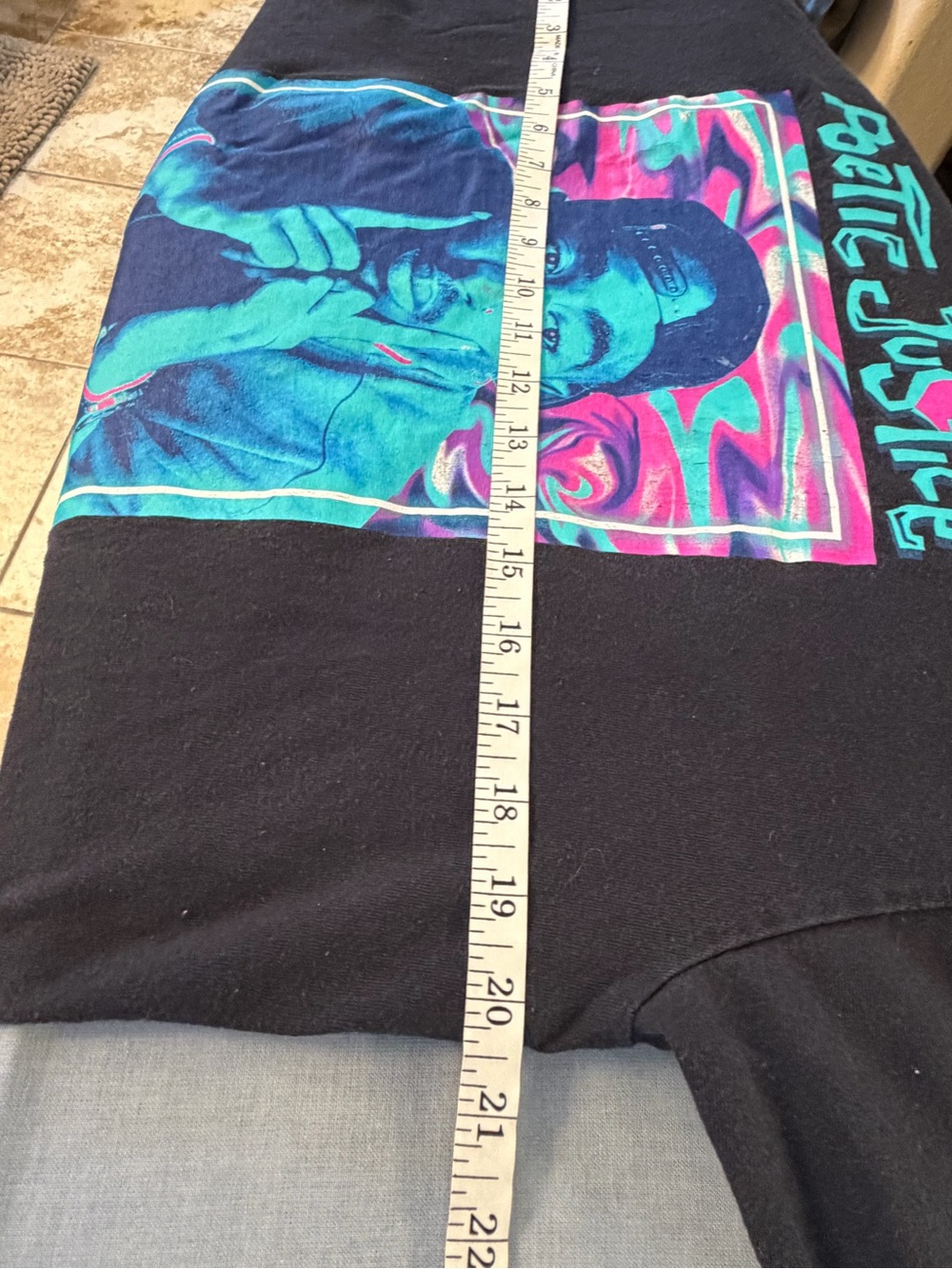 Black 'Poetic Justice' Graphic T-Shirt - Black with Teal & Pink - Picture 5 of 6